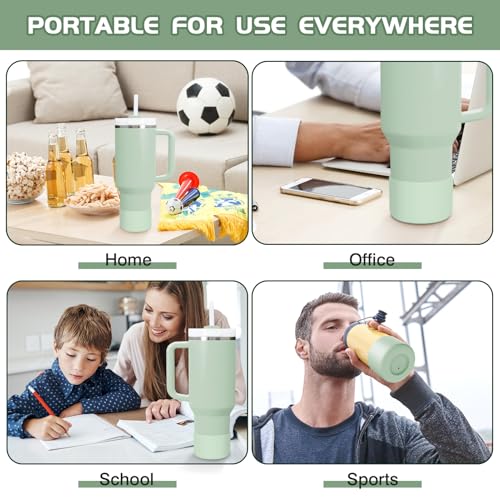 WUQID Silicone Boot Sleeve Compatible with Hydro Flask Travel Tumbler with Handle 32oz&40oz and 12-24oz Hydroflask Bottle & Stanley 20 30 40oz Tumbler, Fit 2.83-2.95in Bottom, Anti-Slip Bottle Cover - color: Mist