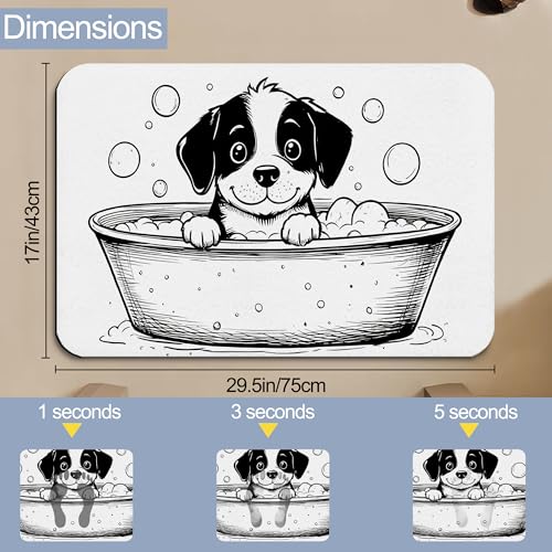 Diatomaceous Bathroom Rugs,Cute Dog Bathroom Decor,Bubble Tub Non Slip Bath Mat,Quick Dry Easy to Clean Care Shower Rug for Home Dorm Low Profile Floor Mat 17 X 29.5 Inch - color: Cute Dog