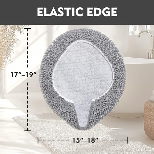RUN HELIX Bathroom Toilet Lid Cover,Chenille Machine Washable Seat Covers, 17.5x15, Stays in Place Rubber Backing, Fits Most Round, Elongated and Oblong Lids, Accessories Decor, Light Grey - color: Light Grey, size: Lid 17.5"x15"