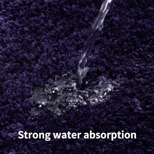 3 Pieces Luxury Bathroom Rug Set with U-Shaped Toilet Rug, Non-Slip Rubber Bottom, Thick Microfiber Fluffy Plush, Water Absorption, Quick Dry, Ultra Soft, Bath Mats for Bathroom, Tub(Purple) - color: Purple