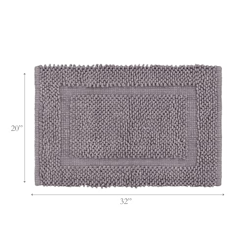 Jean Pierre New York 100% Chenille Cotton Skid Resistant Plush Bath Mat - 20"x32" Bathroom Rug - Charcoal Grey - color: Charcoal Grey, size: 1'8" x 2'8" (Rectangular)