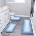Bsmathom Microfiber Bathroom Rugs Sets 3 Piece, Non-Slip Absorbent Bath Mats, Soft Shaggy Bathroom Rugs with U-Shaped Toilet Rug Machine Washable Bath Rugs, Light Blue - color: Light Blue, size: 18"x26"+18"x48"+U Shape 20"x24"