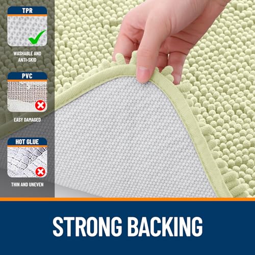 OLANLY Bathroom Rugs Sets 3 Piece, Soft Absorbent Chenille Bath Mats and U-Shaped Contour Toilet Rug, Quick Dry, Home Decor Accessories, Bath Mat Set for Bathroom (30"x20"+24"x16"+24"x20", Vanilla) - color: Vanilla, size: 30" X 20" + 24" X 16" + U24" X 20