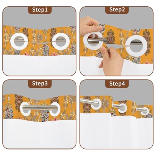 No Hook Shower Curtain with Snap in Liner Set FYLX00238 - color: Boho Floral Paisley