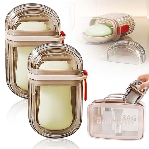 Travel Soap Case, Portable Soap Container with Lid, Efficient Drainage and Leak-Proof Travel Soap Container for for Bathroom, Shower, Home, Gym, School, Camping, Vacation, Outdoor (Soap Case*2) - color: Soap Case*2