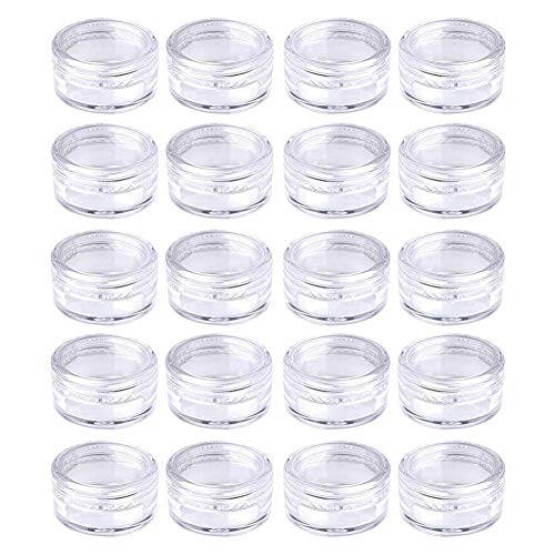 Medsuo 20PCS 5ml Clear Sample Pots Empty Small Travel Containers Leak Proof Refillable Cosmetic Jars Makeup Sample Containers with Lid, Storage Pot for Lip Balm Scrub DIY Cosmetic