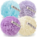MTDLYICE Loofah Sponge, XXL Large Loofah 100g 4 Pack, Bath Sponge Soft Mesh Shower Loofah for Men, Body Scrub, Shower Pouf Bath Accessories, for Body Wash, Soap (Lavender) - style: Lavender