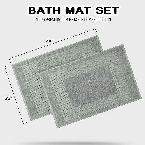 Superior Heavyweight Cotton Bath Mats, Bath Rugs For Bathroom Accessories, Washable Rug For Shower, Bath, Toilet, Modern Decor, No Backing, Luxury Hotel And Spa Quality, Set of 2, 22" x 35", Sage - color: Sage, size: 22" x 35" (Set of 2)
