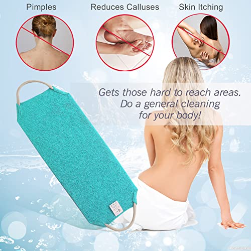 Evridwear Exfoliating Back Scrubber for Shower, Back Washer for Men Women | Loofah with Handle, Extended Length, Stretchable, Deep Cleansing for Hard-to-Reach Areas, Skin Massage (Angel Blue) - size: Angel Blue Back Scrubber