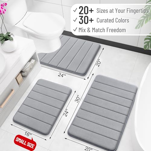 OLANLY Memory Foam Toilet Rugs U Shaped 24x20, Super Soft Absorbent Contour Bath Rugs, Quick Dry, Machine Washable Toilet Mat, Bathmat Floor Carpet, Bathroom Home Decor Accessories, Grey - color: Grey, size: 24" X 20" Contour Rug