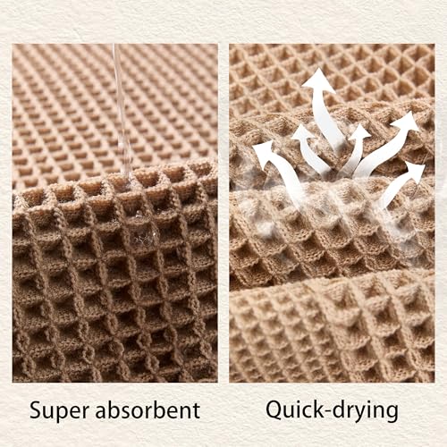 Waffle Bath Mat Non Slip, Boho Bathroom Rug, Super Absorbent Quick Dry Bathroom Mat, Soft Farmhouse Bath Rug with Tassels, Small Washable Shower Mats for Floor 20"x32", Square Brown - color: Square Brown, size: 1'8" x 2'8" (Rectangular)