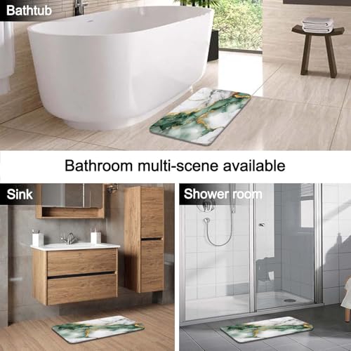 Lnond 4Pcs Bathroom Sets with Shower Curtain and Rugs, Marble Bathroom Shower Curtain Sets, Green Grey Gold Modern Art Bathroom Sets with Rugs and Accessories - color: Green Grey Gold Marble
