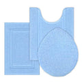 SHACOS Microfiber Bathroom Rugs Set of 3 with Toilet Lid Cover Non Slip | Washable Bath Mat Absorbent Bathroom Carpet 16"x24"+U Shape Toilet Rug 20"x24"+Toilet Lid Cover 19"x21", Light Blue - color: Light Blue, size: 16"x24"+U-Shape 20"x24"+Lid Cover 19"x