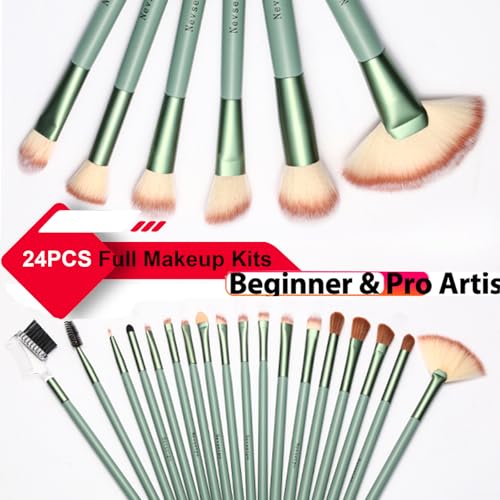 Makeup Brushes, Quality Make Up Brushes 28Pcs Makeup Brushes Set Professional, Beginner Make-up Sets With Case, Soft Brush Kits Sponges Masks Spatula,Travel-Friendly Women Girls Gift Sets - color: Green