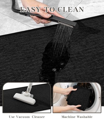 chakme Bathroom Rugs Mat 47x17, Ultra Thin Non Slip Bath Mat Quick Dry Absorbent Bath Mat for Bathroom Floor, (Black, 47"x17") - color: Black, size: 3'11" x 1'5"(Rectangular)