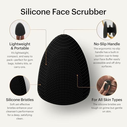 MANSCAPED® The Face Buffer - Men's Silicone Face Scrubber for Nourishing, Deep Cleaning & Exfoliating Your Skin, No-Slip Suction Cup Handle, Gentle Face Massage, 1-Pack - size: Face Buffer