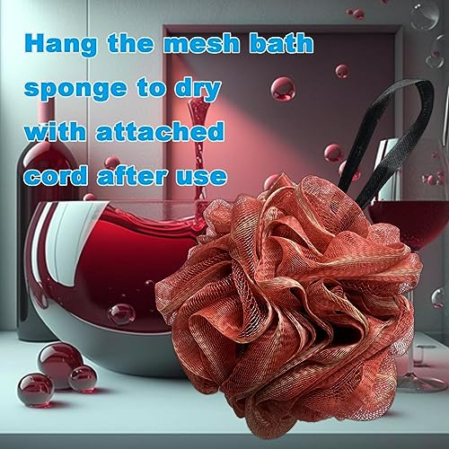 Large Exfoliating Loofah Puff Loufas Lofa Sponges Shower Loufah, Loafas Shower Scrubby Bath Pouf Sponge for Body - WineRed 50g - style: Style 6