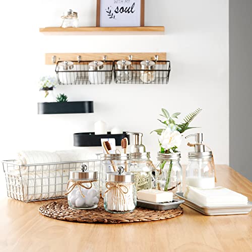 SheeChung Mason Jar Toothbrush Holders, Glass Toothbrush Holders for Bathroom, Bathroom Essentials, Mason Jar Bathroom Accessories Set, Bathroom Countertop Organizer-Brushed Steel - color: Brushed Steel