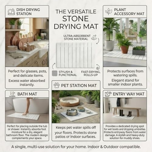 Premium Foldable Stone Bath Mat - Ultra Absorbent Quick Drying Compact Easy to Store & Clean Non-Slip Diatomaceous Earth Bath Shower Mat (White) - color: White