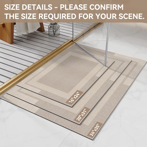 YDKGL Non Slip Bath Mat, Rubber Backing Ultra Thin Bathroom Rugs Fit Under Door Quick Dry Super Absorbent Washable Bath Rug Shower Mat for Bathroom Floor Bathtub Shower Sink, Easy Care Beige 16"x 24" - color: A- Beige, size: 16" x 24“
