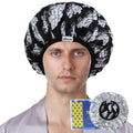 Years calm Shower Cap for Men, Waterproof & Heat-Retaining Hair Treatment Cap – Reusable Men’s Shower Cap with Foil Lining, Elastic Band, for Steam Care, Hair Mask & Oil Conditioning - color: Black
