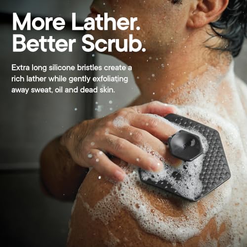 TOOLETRIES The Scrub King Silicone Shower Set - Charcoal | Complete silicone shower set with back, body, face and scalp scrubbers, hooks and storage holder.