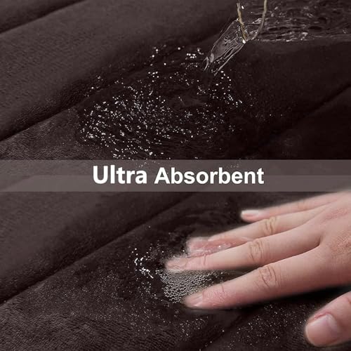 Buganda Memory Foam 3 Pieces Bathroom Rugs Set - Thick Soft Absorbent Bath Mats, Washable Small/Large/Contour Bath Rugs (24" x 16" + 30" x 20" + 24" x 20", Coffee) - color: Coffee, size: 24" X 16" + 30" X 20" + 24" X 20"