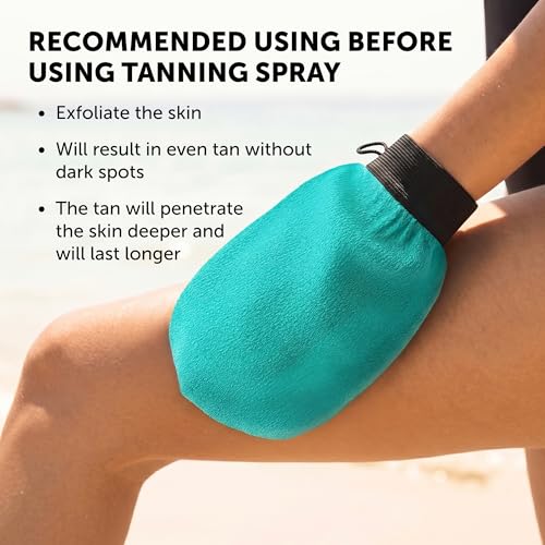 Valitic Exfoliating Glove Body Scrubber - Exfoliating Mitt Dead Skin Remover, Shower Face and Body Exfoliator - Korean Style Skin Scrubber Washcloth - Spray and Self Tan Remover, Pair Turquoise - color: Turquoise