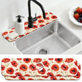 2 Pcs Kitchen Sink Splash Guard Faucet Mat Papaver Rhoeas Pattern Faucet Mat for Sinks Absorbing Drying Mats for Kitchen Bathroom - color: Papaver Rhoeas Pattern