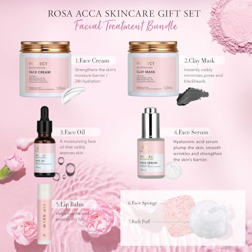 Gifts for Women, Birthday Gift for Women, 30pcs Rose Facial Skin Care Gifts Set, Thinking of You Gift, Spa Gifts Basket Set, Get Well Soon Gifts, Birthday, Christmas, Anniversary, Mothers Day, Wife