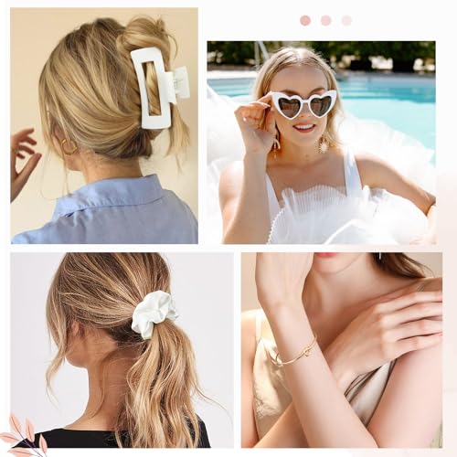 DEEKA 30 Pcs Bridesmaid Proposal Bag Set Gift Clear Makeup Toiletry Bag Bachelorette Party Favors Sunglasses Hair Claw Clips Scrunchies Knot Bracelets Bridal Wedding Party Gifts (White) - color: White, size: 6 Sets