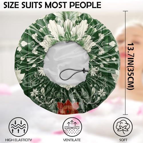 2 PCS Shower Cap Adjustable Reusable Double Waterproof Layer Elastic Hair Bath Cap Cute Aesthetic for Women Girls-Multicolour - color: I9-Multicolour