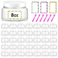 36 Pack 8 oz Plastic Cosmetic Containers With Lids Refillable Clear Empty Travle Jars Containers for Body Butter,Sugar Scrubs,Cream,Lotions,Candy, Waterproof Label&Spatulas - (White Lid) - color: Clear-White Lid, size: 8 OZ