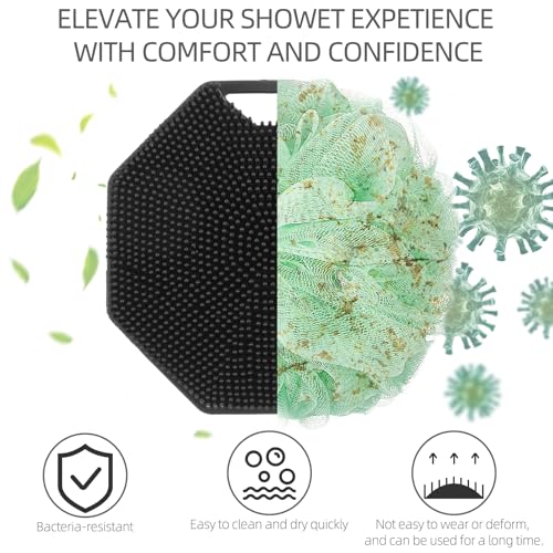 2Pack Silicone Body Scrubber, Qewro Body Buffer Exfoliating Brush with Silicone Loofah, Scalp Exfoliator Hair Shampoo Skin Cleaning Brush, Bath & Body Brushes for Men Women use in Shower (2Pack) - size: 2Pack