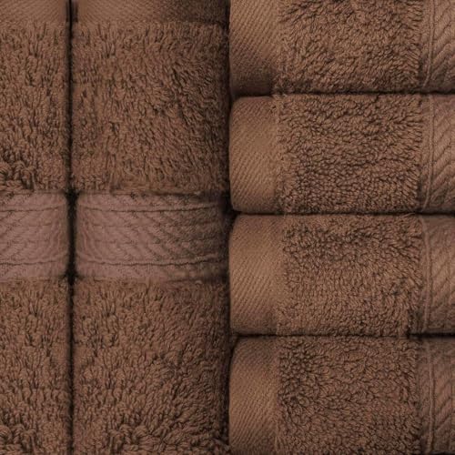 Superior Egyptian Cotton Plush & Absorbent, Face Towel Set of 6, Chocolate | Quick Dry, Soft Luxury Towel Set, Bath Essentials for Bathroom, Guest Bath, Spa, 2 Piece Face, Madeline Towels - color: Chocolate, size: Face Towel 6-Pack