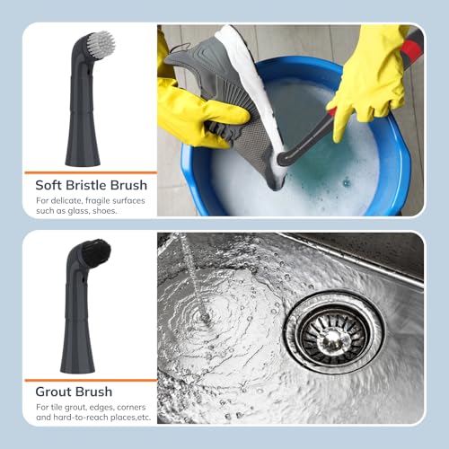 LifeBasis Replacement Brush Head Set Only for LifeBasis Electric Cleaning Brush, Only with 5 Replaceable Cleaning Brush Heads & 6 Cleaning Pads, for Cleaning Shower, Sinks, Kitchen Corner, Tile, Grout