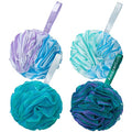 AmazerBath Loofah Sponge 75g/Piece, Exfoliating Bath Sponge Body Scrubber - Loofa Set of 4 Flower Color (Large, Green-Purple) - style: Green-purple