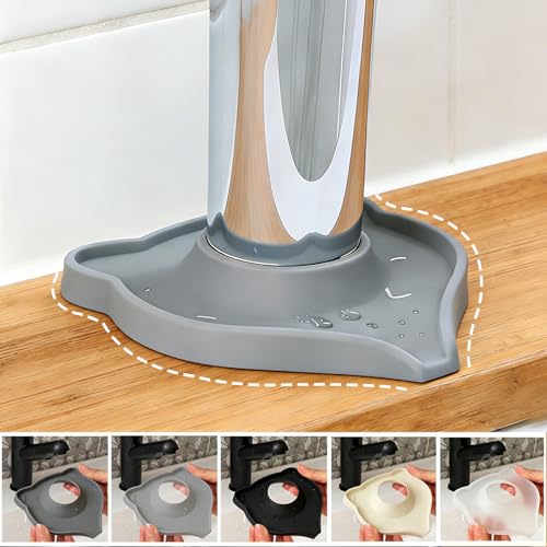 Compact Silicone Kitchen Sink Faucet Splash Proof Mat, Tap Water Diversion Splash Guard Drain Pad(Light Grey,2PCS) - color: LightGreyx2