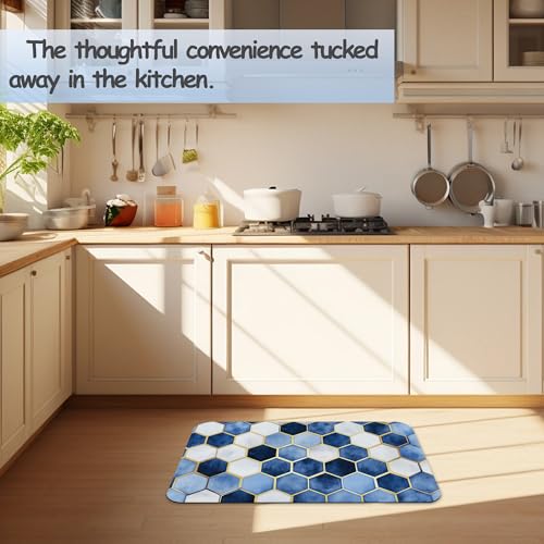 Blue Marble Bathroom Mat, Non-Slip Rubber Backing Thin Low-Profile Bath Rug, Easy-Clean Bathroom Floor Mat for Shower, Bathtub, Kitchen, or Entryway - color: Blue