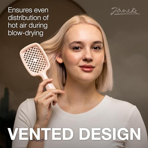 Janeke Superbrush Detangling Brush for Soft Smoothing Hair Brushing with Anti-Static Bristles - Vented Wet Hair Brush for Blow Drying Use - Perfect for Curly, Thick, Wavy, Fine Hair Types (Soft Pink) - color: Soft Pink Superbrush