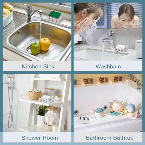 Soap Dishes with Suction Cups, Silicone Soap Holder & Saver with Drainage, Bar Soap Holder for Shower for Bathroom, Kitchen, Bathtub, Easy to Clean, Keep Soap Dry, Extend Soap Life(Light Grey) - color: Light Grey