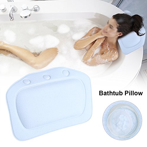 Bath Pillow, Bathtub Head Neck Support, Soft Foam Padded Spa Tub Headrest Back Shoulders Support Cushion Bathroom (Blue) - color: Blue