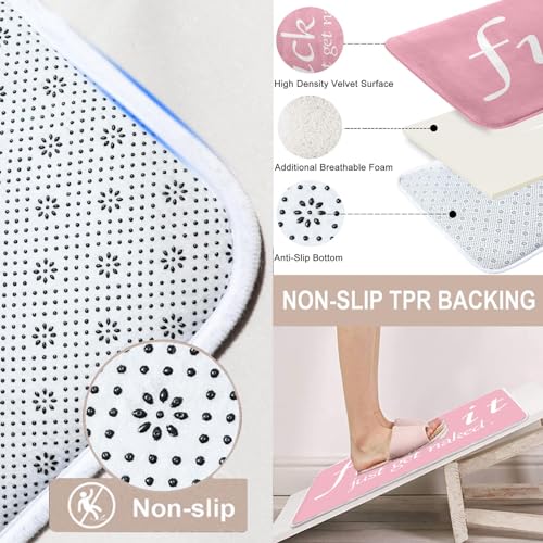 ArtSocket 3 Pcs Shower Curtain Set with Rugs, Pink Funny Get Naked Bathroom Set with Non-Slip Rug Bath Mat and 12 Hooks 72x72 inches - color: Pink Funny Quotes