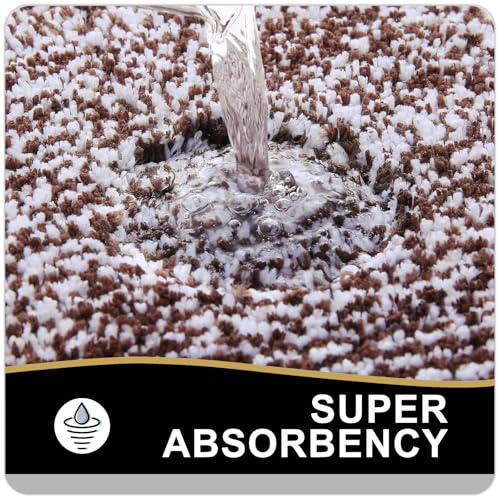 OLANLY Small Bathroom Rugs 24x16, Extra Soft and Absorbent Microfiber Bath Rugs, Non-Slip, Machine Washable, Quick Dry Shaggy Bath Carpet, Bath Mats for Bathroom Floor, Tub, Shower, Brown - color: Brown and White, size: 24" X 16"