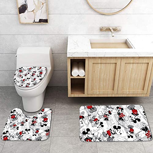 4Pcs Shower Curtain Set with Non-Slip Rugs, Toilet Lid Cover and Bath Mat, Waterproof Polyester Fabric Bathroom Curtain with 12 Hooks, 72 x 72inch1