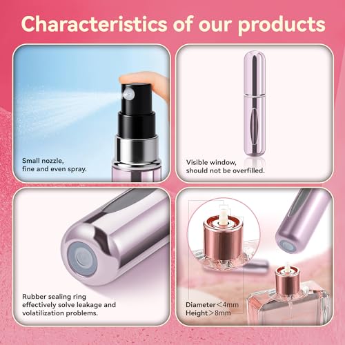 Refillable Perfume Portable Atomizer Bottle Refillable Perfume Spray, Travel Perfume (5ml, 4 Pack) (Purple, Pink, Gold, Light Blue) - color: Purple, Pink, Gold, Light Blue