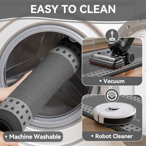 Kitchen Mats for Floor, 17''x30'' Washable Absorbent Kitchen Mat Non Slip, Braided Kitchen Runner Rug, Kitchen Sink Rug, Grey - color: B Graphic Grey, size: 17''x30''