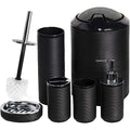 CERBIOR Bathroom Accessories Set 6 Piece Bath Ensemble Includes Soap Dispenser, Toothbrush Holder, Toothbrush Cup, Soap Dish for Decorative Countertop and Housewarming Gift, Black - style: Black