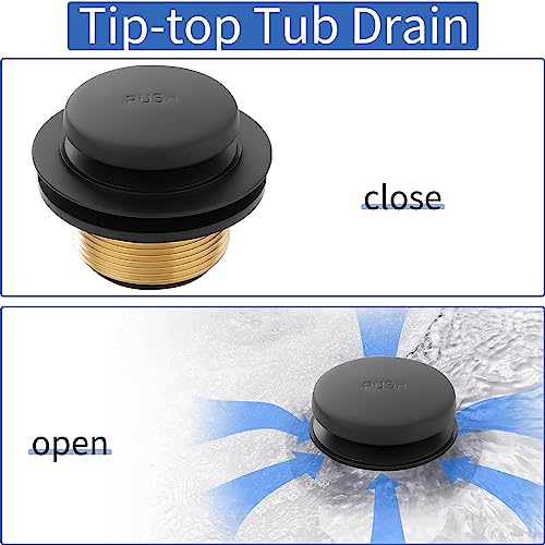 Matte Black Bathtub Drain Tip-Toe Tub Trim Set with Two-Hole Overflow Faceplate Bathroom Tub Drains Replacement Conversion Tub Drain Kit Assembly with Universal Fine & Coarse Thread - color: Matte Black