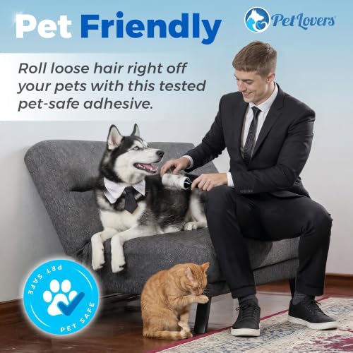 PetLovers Extra Sticky Lint Roller Mega Value Set 500 Sheets for Pet Hair Removal and Clothes, Dog and Cat Lint Remover 5 Pack - size: 5 Pack Black